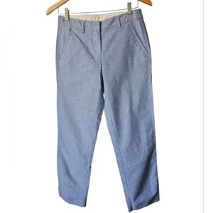 J. Crew Factory Blue Chambray Cropped 100% Cotton Preppy Trouser Pants, Size 00